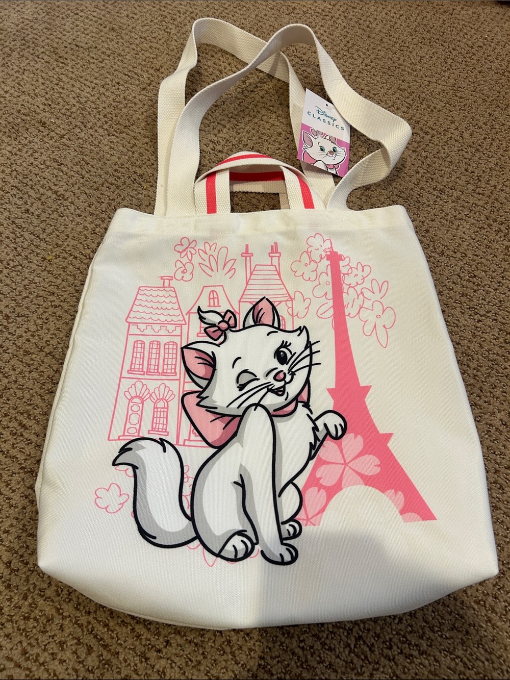 NWT Disney MARIE White and Pink Marie Canvas Tote